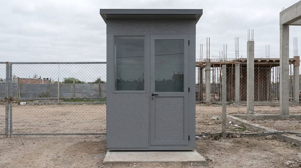 Garita individual — frente, puerta y paño vidriado